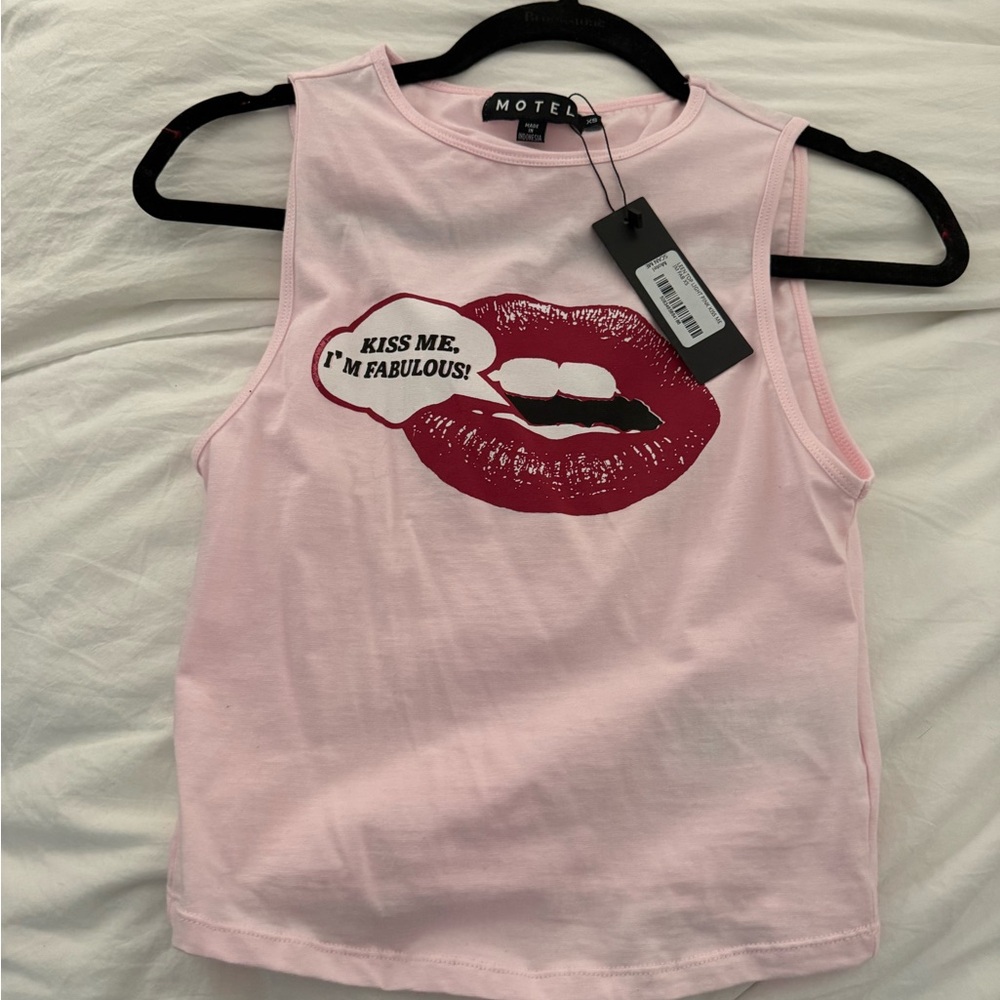 Motel Rocks Light Pink Lip Graphic Tank
